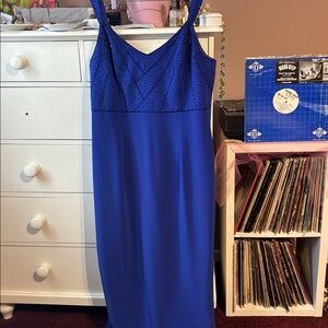 Y2K Party Dress Blue Evening Gown Formal Gala Beaded Embellished 18 Prom Special